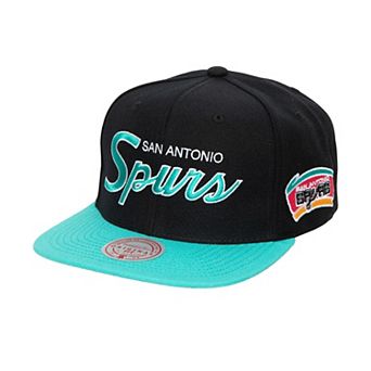 Men's Mitchell & Ness Black San Antonio Spurs Hardwood Classics MVP Team Script 2.0 Snapback Hat