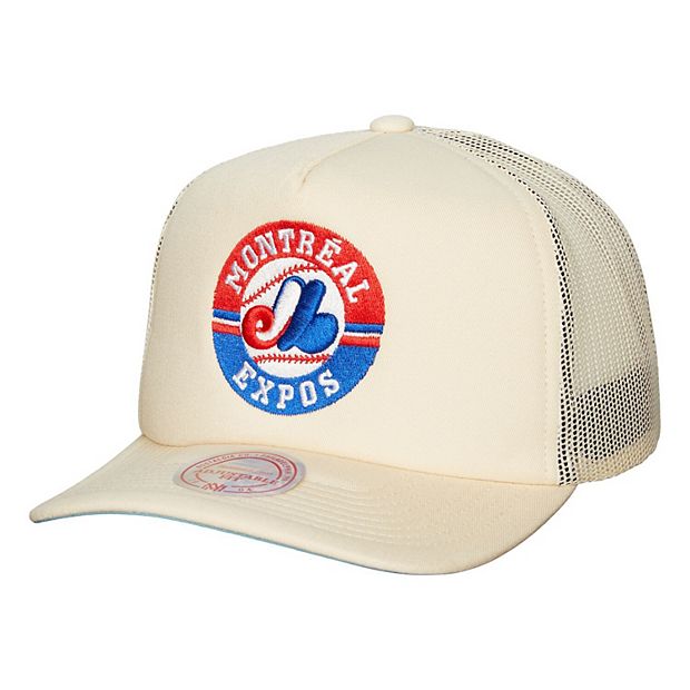Men's Mitchell & Ness Cream Montreal Expos Cooperstown Collection Evergreen  Adjustable Trucker Hat