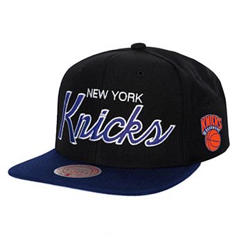 Men's Mitchell & Ness Black New York Knicks Hardwood Classics MVP Team Script 2.0 Snapback Hat