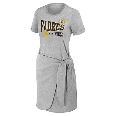 Women's WEAR by Erin Andrews Heather Gray San Diego Padres Knotted T-Shirt Dress