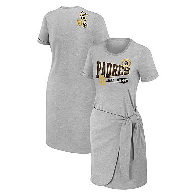 Women's WEAR by Erin Andrews Heather Gray San Diego Padres Knotted T-Shirt Dress