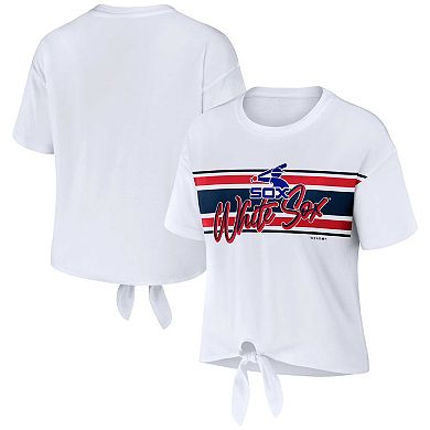 Women's WEAR by Erin Andrews White Chicago White Sox Front Tie T-Shirt