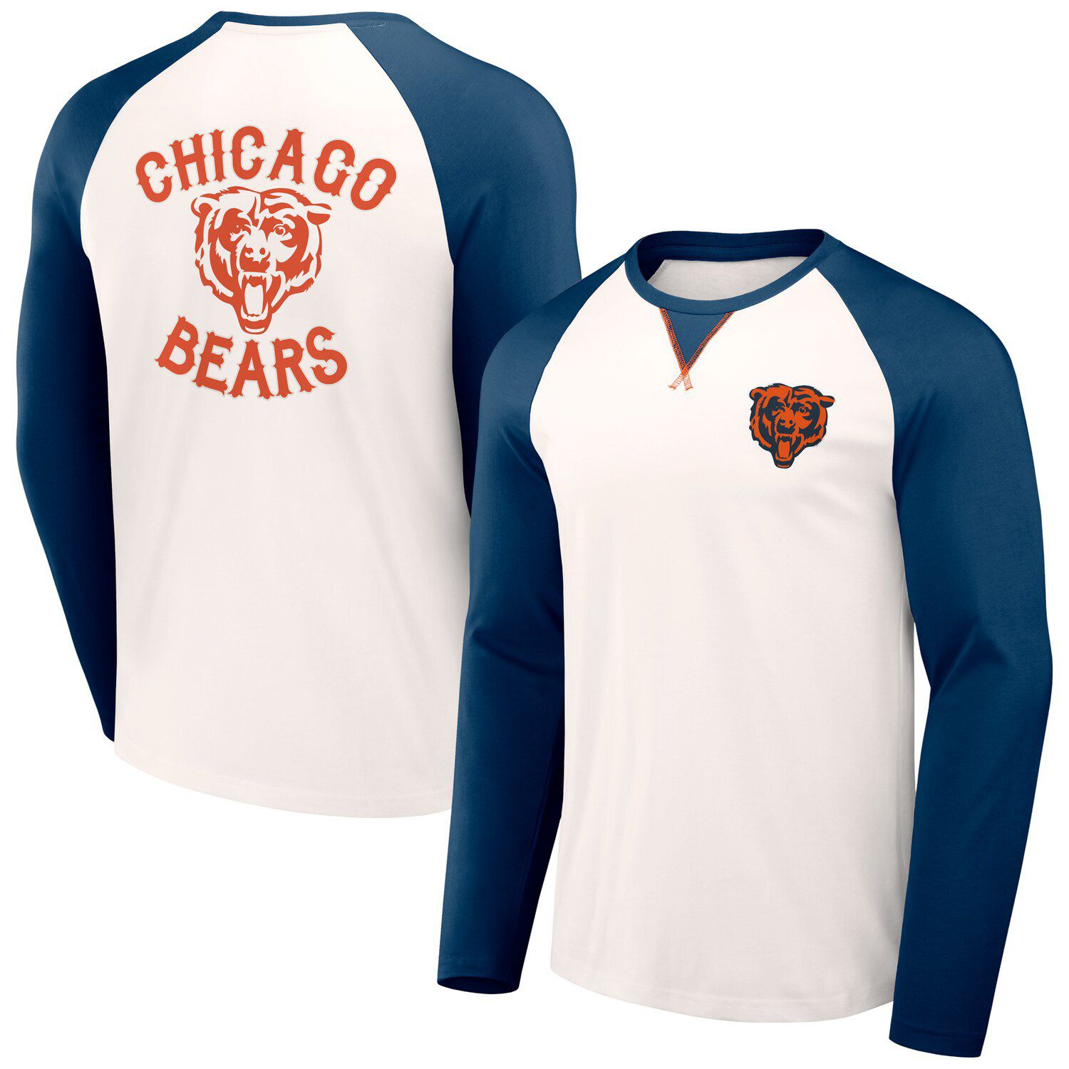 Outerstuff Juniors Heathered Gray Chicago Bears All Striped Up Raglan Long Sleeve T-Shirt Size: Medium