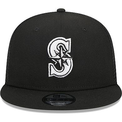 Men's New Era Black Seattle Mariners Trucker 9FIFTY Snapback Hat