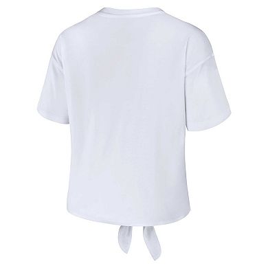 Women's WEAR by Erin Andrews White Minnesota Twins Front Tie T-Shirt
