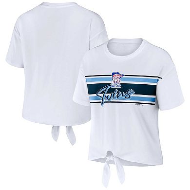 Women's WEAR by Erin Andrews White Minnesota Twins Front Tie T-Shirt