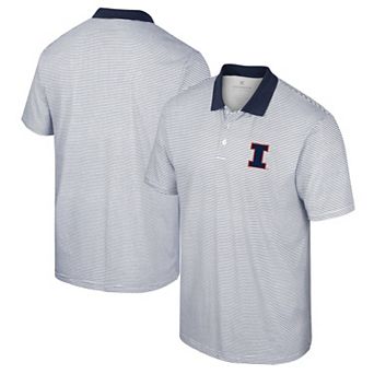 Men's Colosseum White/Navy Illinois Fighting Illini Print Stripe Polo