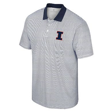 Men's Colosseum White/Navy Illinois Fighting Illini Print Stripe Polo