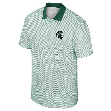 Men's Colosseum White Michigan State Spartans Print Stripe Polo