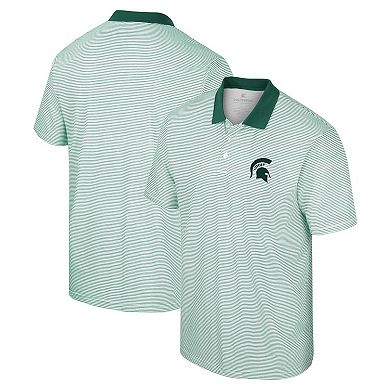 Men's Colosseum White Michigan State Spartans Print Stripe Polo