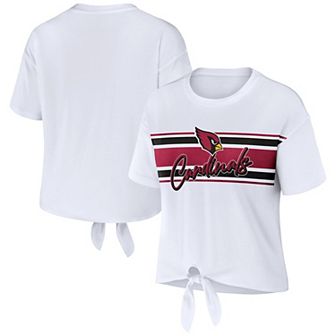 Women's WEAR by Erin Andrews White Arizona Cardinals Front Tie Retro T-Shirt