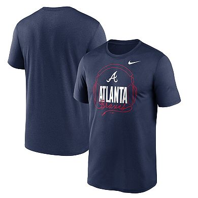 Men's Nike  Navy Atlanta Braves Headphones Hometown Legend Performance T-Shirt