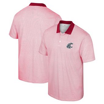 Men's Colosseum White/Crimson Washington State Cougars Print Stripe Polo