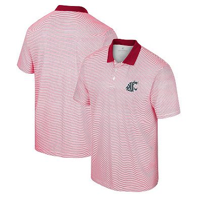 Men's Colosseum White/Crimson Washington State Cougars Print Stripe Polo