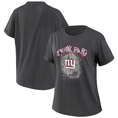 Women's WEAR by Erin Andrews Charcoal New York Giants Boyfriend T-Shirt