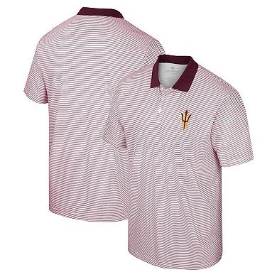 Men's Colosseum White/Maroon Arizona State Sun Devils Print Stripe Polo