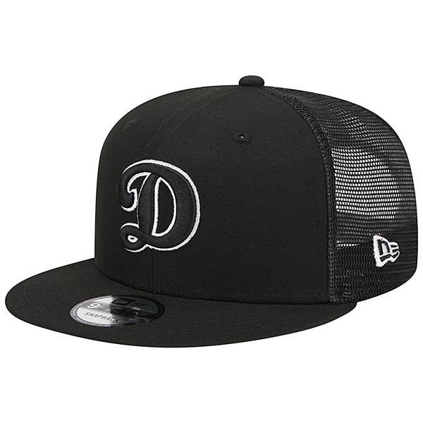 Men's New Era Black Los Angeles Dodgers Letter Trucker 9FIFTY Snapback Hat