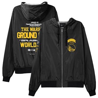 Unisex Bleacher Report x Mitchell & Ness Black Golden State Warriors Backstage Crew Hoodie Full-Zip Jacket