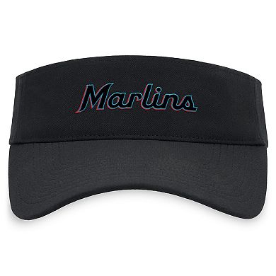 Men's Nike Black Miami Marlins Wordmark Performance Adjustable Visor