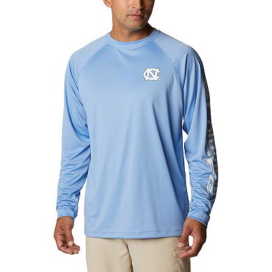 Men's Columbia Carolina Blue North Carolina Tar Heels Terminal Tackle Omni-Shade Raglan Long Sleeve T-Shirt
