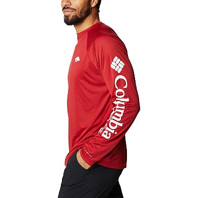 Men's Columbia Cardinal Arkansas Razorbacks Terminal Tackle Omni-Shade Raglan Long Sleeve T-Shirt
