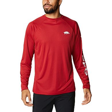 Men's Columbia Cardinal Arkansas Razorbacks Terminal Tackle Omni-Shade Raglan Long Sleeve T-Shirt