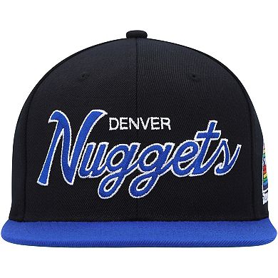Men's Mitchell & Ness Black Denver Nuggets Hardwood Classics MVP Team Script 2.0 Snapback Hat