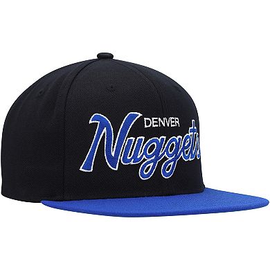 Men's Mitchell & Ness Black Denver Nuggets Hardwood Classics MVP Team Script 2.0 Snapback Hat
