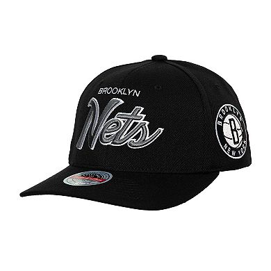 Men's Mitchell & Ness Black Brooklyn Nets MVP Team Script 2.0 Stretch-Snapback Hat