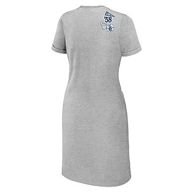 Women's WEAR by Erin Andrews Heather Gray Los Angeles Dodgers Plus Size Knotted T-Shirt Dress