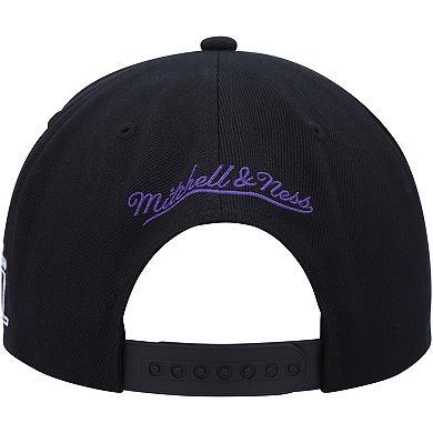 Men's Mitchell & Ness Black Utah Jazz Hardwood Classics MVP Team Script 2.0 Snapback Hat