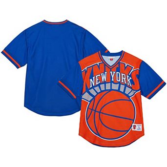 Men's Mitchell & Ness Orange New York Knicks Jumbotron 3.0 Mesh V-Neck T-Shirt
