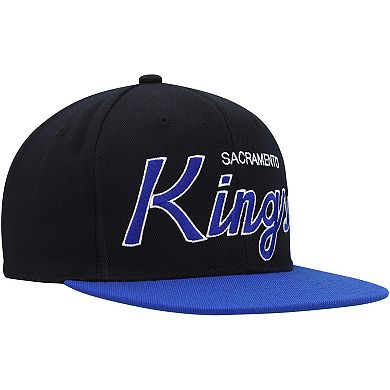 Men's Mitchell & Ness Black Sacramento Kings Hardwood Classics MVP Team Script 2.0 Snapback Hat