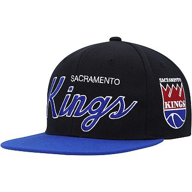 Men's Mitchell & Ness Black Sacramento Kings Hardwood Classics MVP Team Script 2.0 Snapback Hat