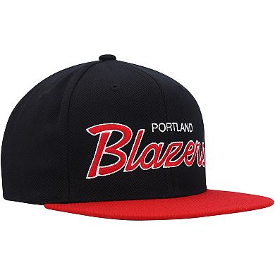 Men's Mitchell & Ness Black Portland Trail Blazers Hardwood Classics MVP Team Script 2.0 Snapback Hat