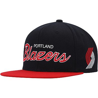 Men's Mitchell & Ness Black Portland Trail Blazers Hardwood Classics MVP Team Script 2.0 Snapback Hat