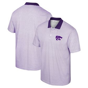 Men's Colosseum White/Purple Kansas State Wildcats Print Stripe Polo