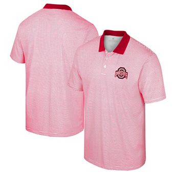 Men's Colosseum White/Scarlet Ohio State Buckeyes Print Stripe Polo