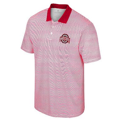 Men's Colosseum White/Scarlet Ohio State Buckeyes Print Stripe Polo