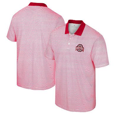 Men's Colosseum White/Scarlet Ohio State Buckeyes Print Stripe Polo