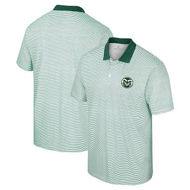 Men's Colosseum White Colorado State Rams Print Stripe Polo