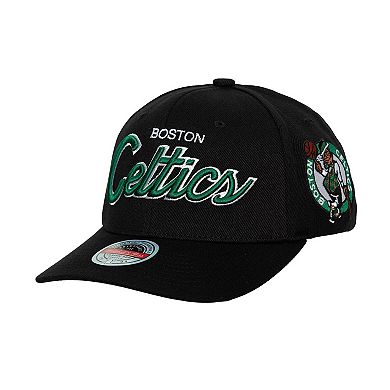 Men's Mitchell & Ness Black Boston Celtics MVP Team Script 2.0 Stretch-Snapback Hat
