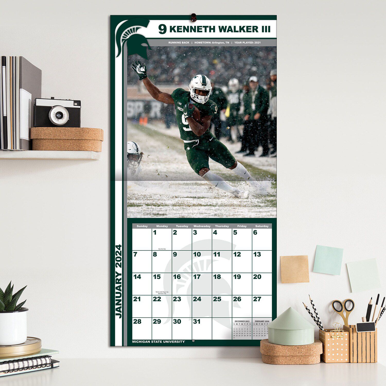 Michigan State Spartans 2024 12'' X 12'' Team Wall Calendar