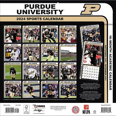 Purdue Boilermakers 2024 12'' x 12'' Team Wall Calendar