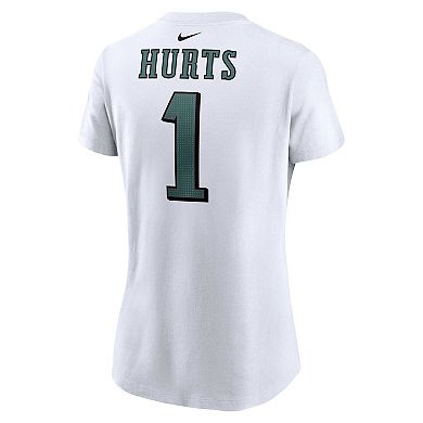 Women's Nike Jalen Hurts White Philadelphia Eagles Player Name & Number T-Shirt