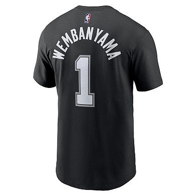 Men's Nike Victor Wembanyama Black San Antonio Spurs 2023 NBA Draft First Round Pick Name & Number T-Shirt