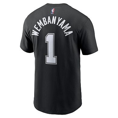 Men's Nike Victor Wembanyama Black San Antonio Spurs Icon 2022/23 Name & Number T-Shirt