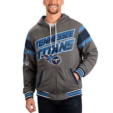 Men's G-III Sports by Carl Banks Navy/Gray Tennessee Titans Extreme Full Back Reversible Hoodie Full-Zip Jacket