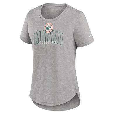 Women's Nike Heather Gray Miami Dolphins Fashion Tri-Blend T-Shirt