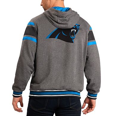 Men's G-III Sports by Carl Banks Gray/Black Carolina Panthers Extreme Full Back Reversible Hoodie Full-Zip Jacket